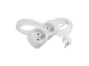 Prodlužovací kabel 3 m / 2 zásuvka / bílý / PVC / 1 mm2