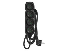 Prodlužovací kabel 3 m / 4 zásuvky / černý / PVC / 1,5 mm2