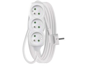 Prodlužovací kabel 5 m / 3 zásuvky / bílý / PVC / 1 mm2