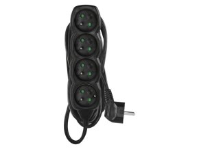 Prodlužovací kabel 5 m / 4 zásuvky / černý / PVC / 1,5 mm2