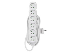 Prodlužovací kabel 5 m / 6 zásuvek / bílý / PVC / 1,5 mm2