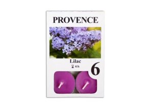 Provence svíčka vosková čajová 6ks šeřík (lilac) 560227/51