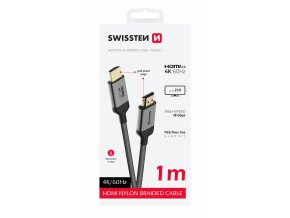 Swissten HDMI kabel nylonem opletený 4K 60Hz 1m