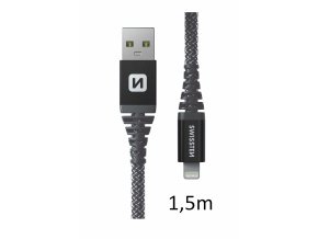 SWISSTEN kabel USB Lightning kevlarový 1,5m 3A 60W antracitová