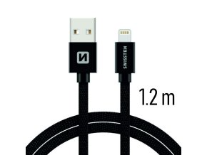SWISSTEN kabel USB Lightning textilní 1,2m 3A černá