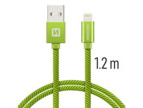 SWISSTEN kabel USB Lightning textilní 1,2m 3A zelená