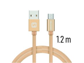SWISSTEN kabel USB microUSB textilní 1,2m 3A zlatá