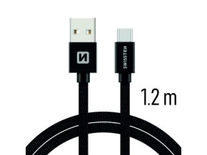 SWISSTEN kabel USB USB-C textilní 1,2m 3A černá