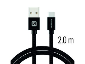 SWISSTEN kabel USB USB-C textilní 2m 3A černá