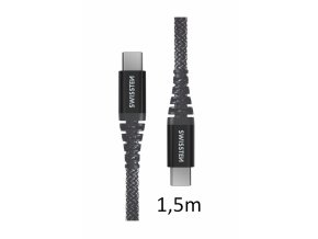 SWISSTEN kabel USB-C USB-C kevlarový 1,5m 3A 60W antracitová