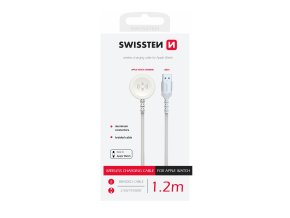 SWISSTEN nabíjecí magnetický textilní kabel pro Apple Watch USB 1,2m bílá