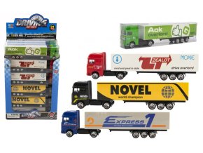 Teddies auto kamion s návěsem kov-plast 20cm na volný chod