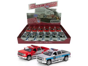 Teddies Kinsmart auto Chevrolet Silverado policie hasiči 12,5cm kov na zpětné natažení