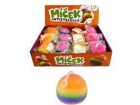 Teddies míček antistresový mačkací sliz 6cm duhový