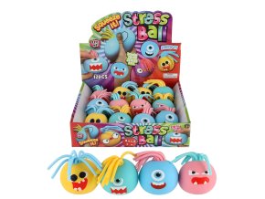 Teddies míček antistresový mačkací sliz s obličejem a třásněmi 6cm