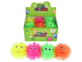 Teddies míček mačkací chlupatý antistresový svítící silikon 8cm