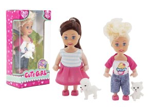 Teddies panenka Cute Girl s mazlíčkem kloubová plast 12cm