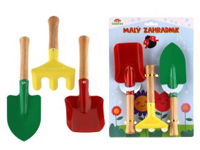 Teddies sada nářadí Malý zahradník kov-dřevo 15-21cm na kartě
