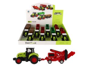 Teddies traktor s vlekem Farm Truck plast 24cm na setrvačník