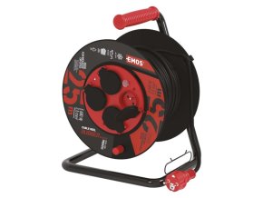 Venkovní prodlužovací kabel na bubnu 25 m / 4 zás. / černý / guma-neopren / 230V / 2,5 mm2