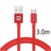 SWISSTEN kabel USB microUSB textilní 3m 3A červená