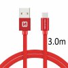 SWISSTEN kabel USB USB-C textilní 3m 3A červená