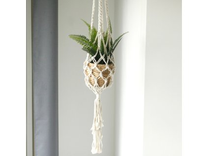 macrame zavesny drziak na kvetinac dlhy