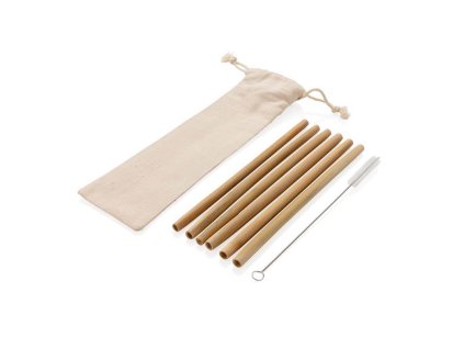 Sada (6) bambusových slamiek vrátane čistiacej kefky a obalu