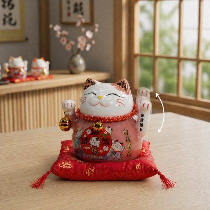 maneki neko macka ruzova