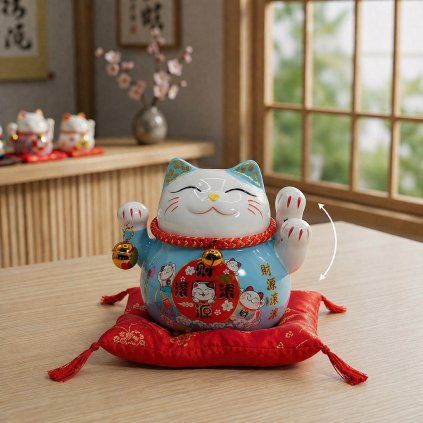 maneki neko macka modra