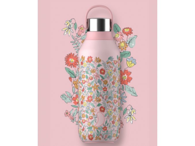 Nerezová fľaška Chilly's Seria 2 - Liberty - Summer Sprigs Blush Pink