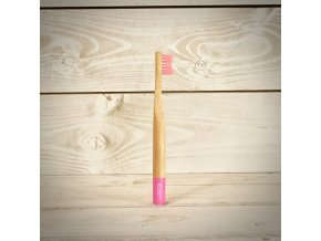 Biologicky rozložiteľný bambusová zubná kefka pre deti pink