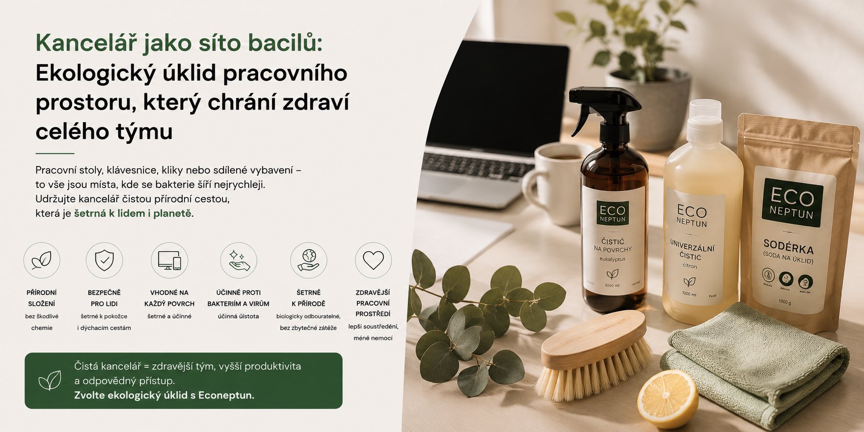 Kancelář jako síto bacilů: Ekologický úklid pracovního prostoru, který chrání zdraví celého týmu