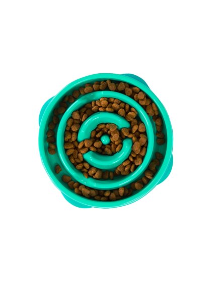tyrkysova zpomalovaci miska fun feeder purple ecopets