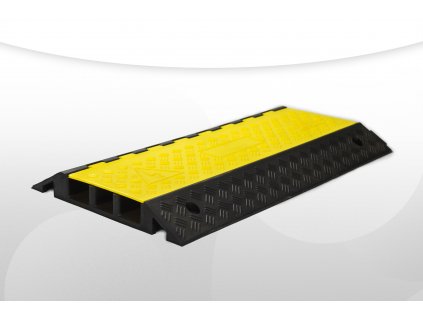 ecoprotect 3 csatornás kábelhíd fekete keménygumi, sárga csúszásmentes műanyag felnyitható tetejű 90x50x7 cm újrahasznosított gumiból
