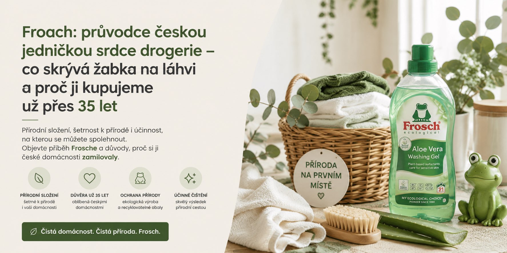 Frosch: průvodce českou jedničkou eko drogerie – co skrývá žabka na lahvi a proč ji kupujeme přes 35 let