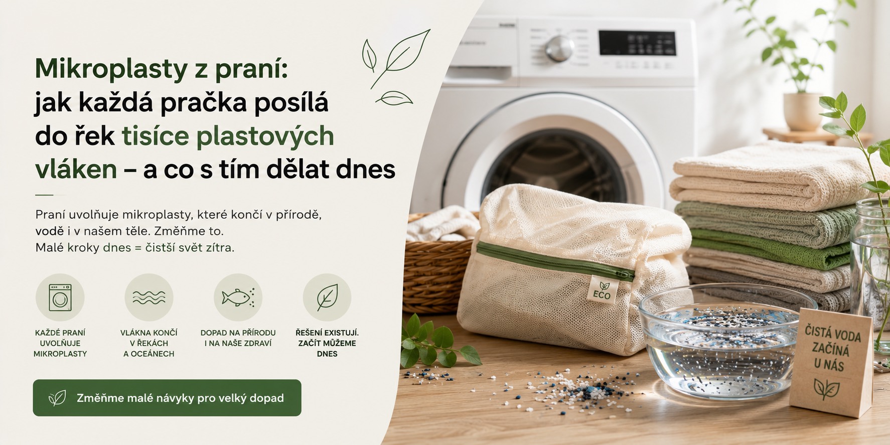 Mikroplasty z praní: jak každá pračka posílá do řek tisíce plastových vláken – a co s tím dělat dnes