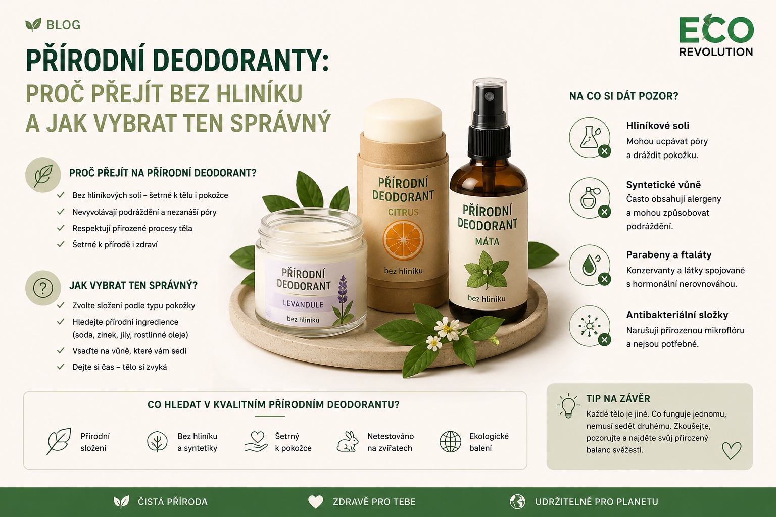 Přírodní deodoranty: proč přejít bez hliníku a jak vybrat ten nejlepší?