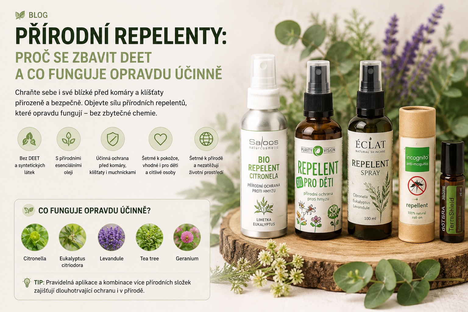 Přírodní repelenty: proč se zbavit DEET a co funguje opravdu účinně?