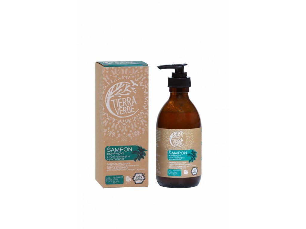 Tierra Verde – Šampon kopřivový s vůní rozmarýnu a pomeranče, 230 ml