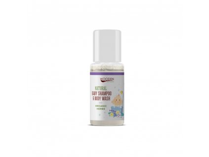 Přírodní dětský sprchový gel a šampon 2v1 s bylinkami Wooden Spoon 10 ml vzorek