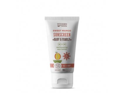 Opalovací tělové mléko Mango Baby & Family SPF50 Wooden Spoon 150ml