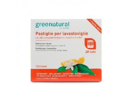 Greenatural Tablety do myčky na nádobí pomeranč a citron, 50 ks