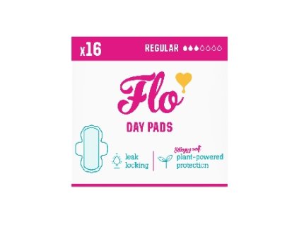 FLO Ultra tenké menstruační vložky z bio bambusu s křidélky, 16 ks denních