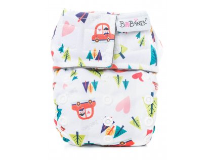 Bobánek Novorozenecká abdukční AIO plenka suchý zip - Autíčko