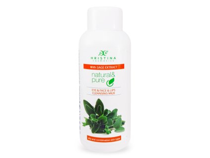 Hristina Přírodní čistící pleťové mléko na oči, tvář a rty Šalvěj, 150 ml