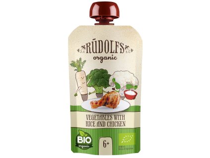 Rudolfs BIO kapsička Zelenina, rýže, kuřecí maso, 110 g
