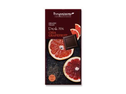 Benjamissimo Čokoláda tmavá 70% s chia a grapem, 70g, Bio