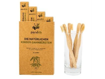 Pandoo Bambusový kartáček pro děti Medium Soft sada 4 ks