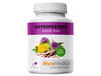 Ostropestřec v optimální koncentraci MycoMedica 90 rostlinných kapslí